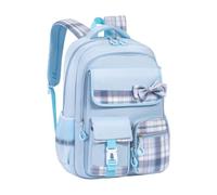 School Bag Girl Kids Backpack, Water-resistant Bookbag,Teenager Daypack, Kawaii Checked Satchel for Girls 9-16 Years with Trolley Strap, Black