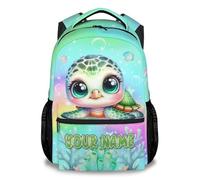 School bag - Personalised Name Customisation Rucksack , 17 Inch Sea Turtle Backpack with Adjustable Padded Shoulder Straps, Lightweight & Durable Bookbag for Teenagers Teens Nursery Reception