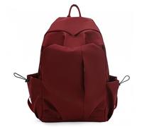 School Bag Simple Womens Backpack Solid Color Vintage Red Large Capacity Waterproof Men Travel Casual Korean Popular Bag(Red)