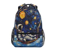 School Bags A Simple Painting of an Astronaut On A Hammock Looking at The Starry Night Backpacks Casual School Backpack Durable Rucksack for Kid Hiking Work 29X40CM