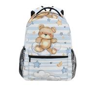 School Bags Cartoon Bear White Clouds Stars Line Rucksack For Outdoor | Backpacks Unisex School Backpack For Travel