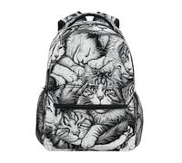 School Bags Cats Linear Drawing Rucksack Durable Basic Backpack Casual School Backpack for Hiking Work Office