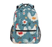School Bags Chicken Farmhouse Blue Rucksack Durable Basic Backpack Casual Backpacks for Office Kid Work 29X40CM