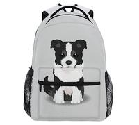 School Bags Dog Grey Border Collie Puppy Rucksack Casual Backpacks Durable School Backpack for Office Kid Work 29X40CM