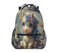 School Bags Flower Circle Horse Backpacks Durable School Backpack Casual Rucksack for Work Hiking Office 29X40CM