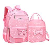 School Bags for Girls,2Pcs Bowknot Students Backpack,Elementary Princess Bookbag Sets for School