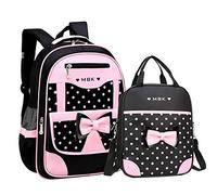 School Bags for Girls,2Pcs Bowknot Students Backpack,Elementary Princess Bookbag Sets for School
