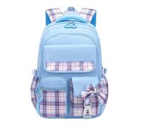 School Bags for Girls Backpack - Lightweight, Back-Friendly, Load-Reducing, Large Capacity Bookbag Teenager Daypack, Kawaii Checked Satchel for Girls with Trolley Strap, Ages 7-16