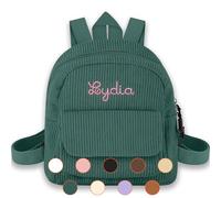School Bags For Girls Boys Toddler,Personalised Backpack For School Corduroy Embroidered Name,Kids Backpack Starting School Gifts (green)