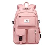 School Bags for Girls, Large Capacity School Backpack Waterproof Rucksack with Multiple Pockets, Stylish School Bag for Secondary Middle High School, Teenage & Kids Backpacks for Daily Use (Pink)