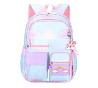 School Bags for Girls, Refrigerator Door Kids Backpack Water Resistant Rucksack for Primary Middle School Multi Pocket Lightweight Pink Backpack for 8-10 Years Old