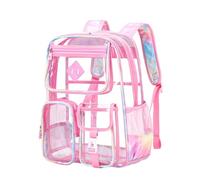 School Bags for Girls Small Backpack Kids Transparent Large Capacity Backpack for Elementary Middle 8-15 Years Old Lightweight See-Through Bookbag for Daily Use