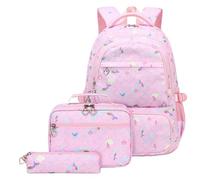 School Bags for Primary Girls School Backpack for Girls Elementary Backpack Set 3-6 Grades Lunch Box Pencil Case Combo Ergonomic Shoulder Straps Large Capacity Bookbag for 7-11 Years Old