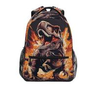 School Bags Funny Dinosaur Fire Volcano Basic Backpack Casual School Backpack Fashion Rucksack for Work Travel Hiking