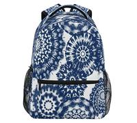 School Bags Shibori in Indigo Tie-Dye Pattern Backpacks Classic Rucksack Casual Basic Backpack for Work Hiking Office 29X40CM