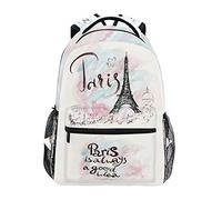 School Bags Wamika Eiffel Tower Romantic France Paris Marble Pink Backpacks Classic Basic Backpack Unisex Rucksack for Office Work Hiking