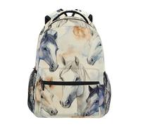 School Bags Watercolor Horses Rucksack For Outdoor
