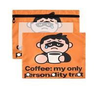 School Binder with Clear Window Coffee The Trait Pencil case 3 with Zipper Reinforced Grommets Binder 3 Ringing for Storing School Office Supplies 2 PCS