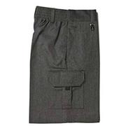 School Boys Uniform Cargo Long Shorts Trousers Age 4 - 13 Years Grey Navy, Grey, 8-9 Years