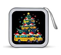 School Bus Christmas Tree CD Case Portable DVD Storage Small CD Holder Organizer for Home Travel