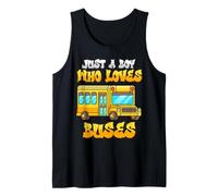 School Bus Costume Just a Boy who Loves Buses for Boys Kids Tank Top