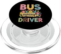 School Bus Driver Boho Floral Leopard Back to School PopSockets PopGrip for MagSafe