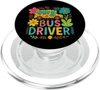 School Bus Driver Boho Floral Leopard Back To School Womens PopSockets PopGrip for MagSafe