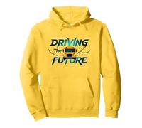 School Bus Driver Driving The Future Inspirational Quote Pullover Hoodie, Adult Unisex, Lemon, XL
