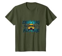School Bus Driver Driving The Future Inspirational Quote T-Shirt, Kids, Olive, 3 Years