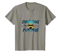School Bus Driver Driving The Future Inspirational Quote T-Shirt, Kids, Slate, 12 Years