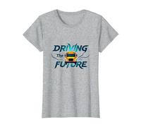 School Bus Driver Driving The Future Inspirational Quote T-Shirt, Women, Heather Grey, XXL