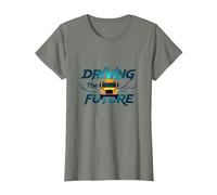 School Bus Driver Driving The Future Inspirational Quote T-Shirt, Women, Olive Heather, L