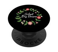 School Bus Driver Flower Floral School Bus Driver PopSockets Adhesive PopGrip