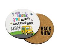 School Bus Driver Gift, Thank You For Being Such An Amazing Bus Driver, Appreciation Gift, Tableware, Coffee, Tea, Drink Coaster. (Round Shaped Coaster)