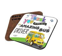 School Bus Driver Gift, Thank You For Being Such An Amazing Bus Driver, Appreciation Gift, Tableware, Coffee, Tea, Drink Coaster. (Square Shaped Coaster)