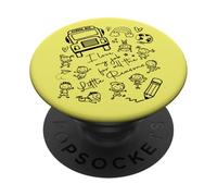 School Bus Driver I Love My Job Little Reasons Funny Yellow PopSockets Adhesive PopGrip