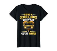School Bus Driver is Heart Work Appreciation Value Graphic T-Shirt, Women, Black, L