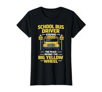 School Bus Driver Keeping Peace Behind The Yellow Wheel Value Graphic T-Shirt, Women, Black, XL