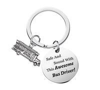 School Bus Driver Keyring For Men Women Thank You Appreciation Gifts Retirement Birthday Graduation Gifts For Bus Driver End Of The School Year Gift Bus Driver Gifts Back To School (Safe and sound)
