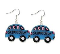 School Bus Earrings for Women Cute Yellow School Bus Drop Earring Green Car Bus Statement Earring School Bus Hanging Earrings Funny Earrings Students Dangle Earrings School Faculty Gift for Girls