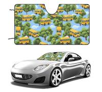School Bus Hawaiian Front Window Sunshades Foldable Cover for Automotive Car Windproof Windscreen Protection 55"x30"