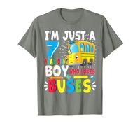 School Bus, Just A Boy Who Loves School Buses, 7th Birthday T-Shirt, Men, Olive Heather, Small