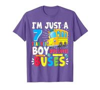 School Bus, Just A Boy Who Loves School Buses, 7th Birthday T-Shirt, Men, Purple Heather, X-Large