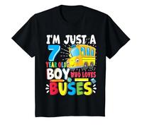School Bus, Just A Boy Who Loves School Buses, 7th Birthday T-Shirt, Youth, Black, Small