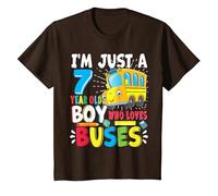 School Bus, Just A Boy Who Loves School Buses, 7th Birthday T-Shirt, Youth, Brown, 4T