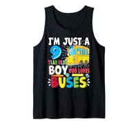 School Bus, Just A Boy Who Loves School Buses, 9th Birthday Tank Top