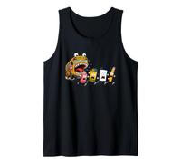School Bus Monster Funny Cartoon Bus Eating School Supplies Tank Top