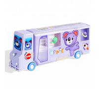 School Bus Multifunction Pencil Case, Cartoon Pen Box with Sharpener, Large Capacity Stationery Organizer, Best Birthday Gifts for Kids Teens School Supplies (Purple)