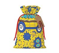 School Bus Print Print Drawstring Christmas Bag With Tags Reusable For Birthday Parties Gift Weddings Holiday