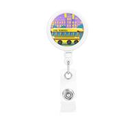 School Bus Print Retractable Badge Holder, Cute Nursing Badge Reel, Badge Clip Id Card Holders